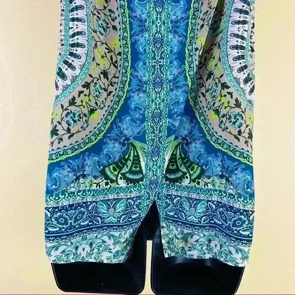 Etcetera Mandala Blue Floral Sleeveless Wrap Open Back Scoop Neck Top - Picture 8 of 10